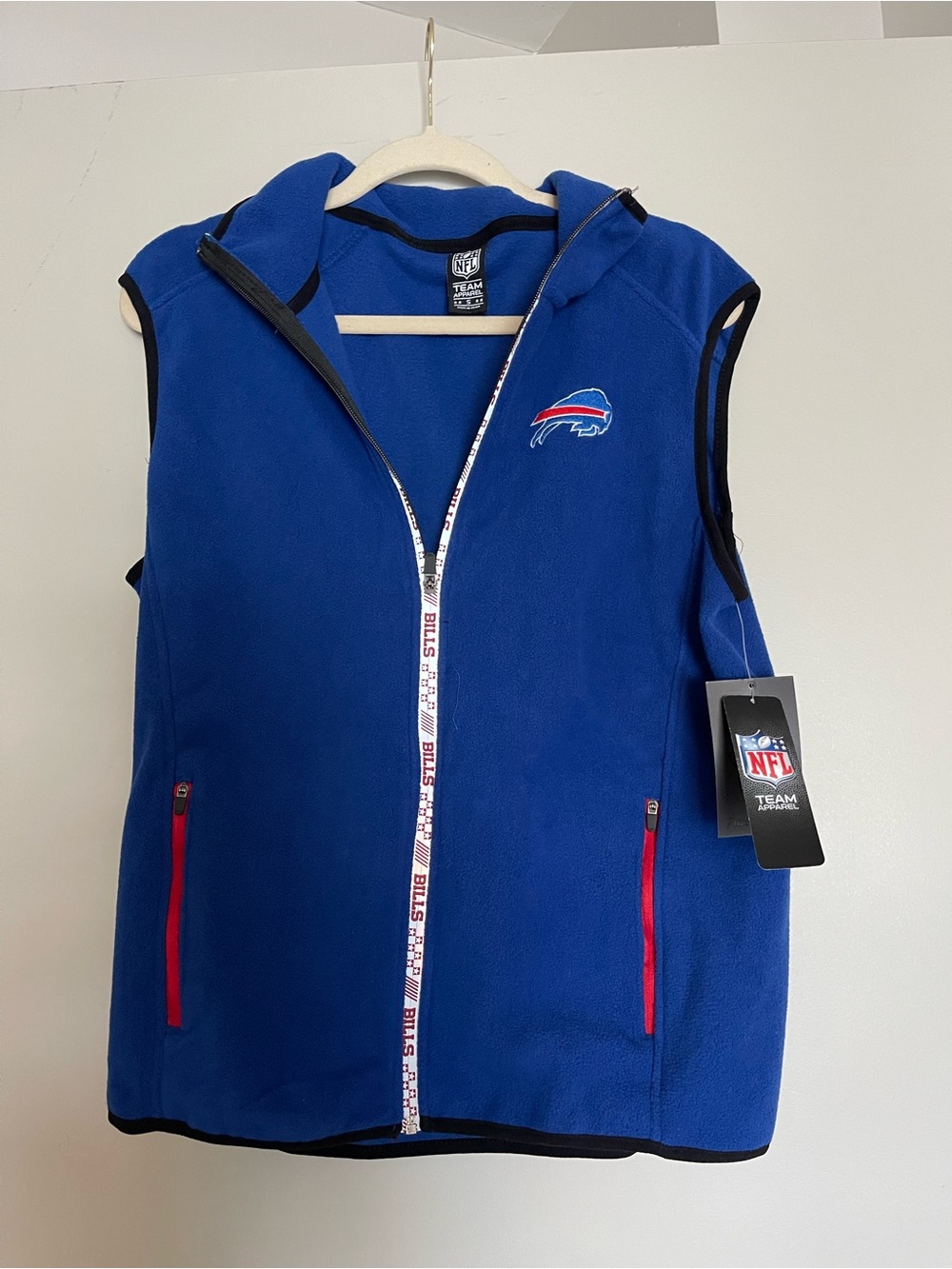 NFL Team Apparel Buffalo Bills Blue Fleece Zip Vest with Logo